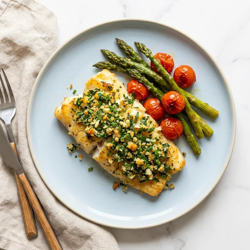 Filet de cabillaud en croûte d'herbes
