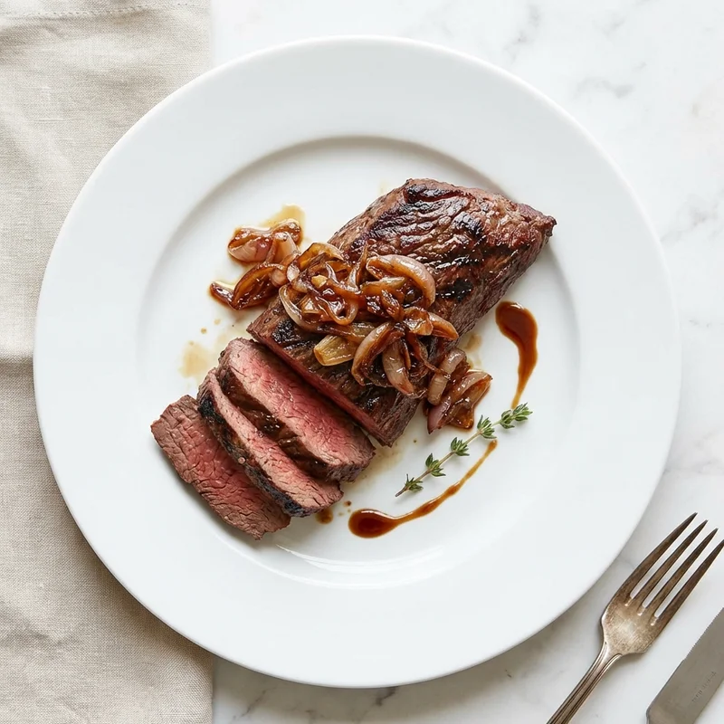 Onglet de bœuf grillé aux échalotes