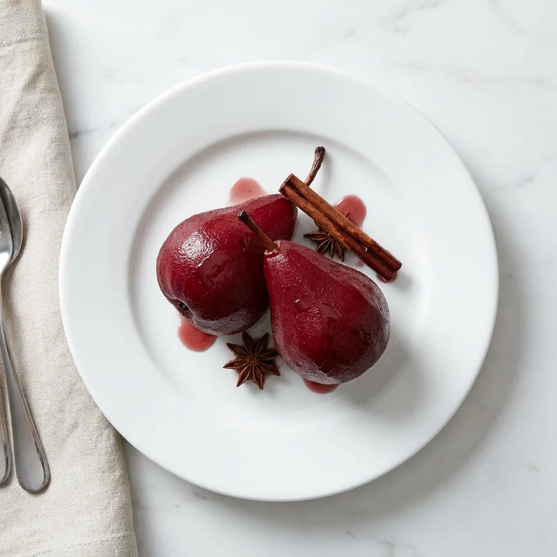 Poires pochées au vin rouge