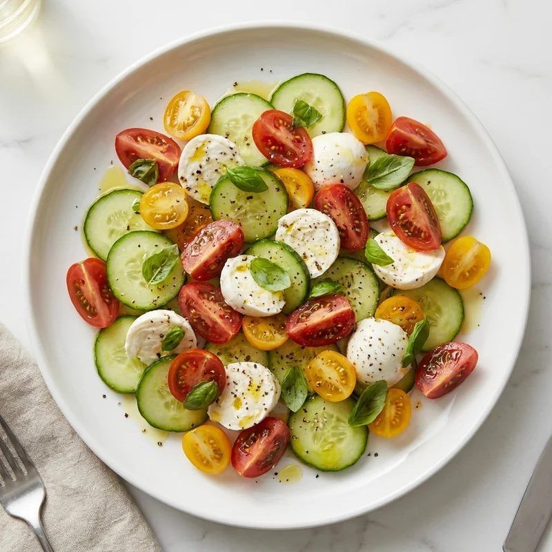 Salade concombre, tomates et mozzarella