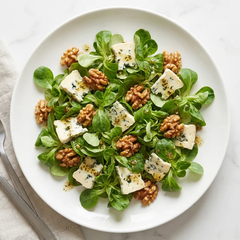 Salade de mâche aux noix et roquefort