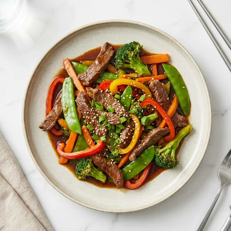 Wok de bœuf aux légumes asiatiques