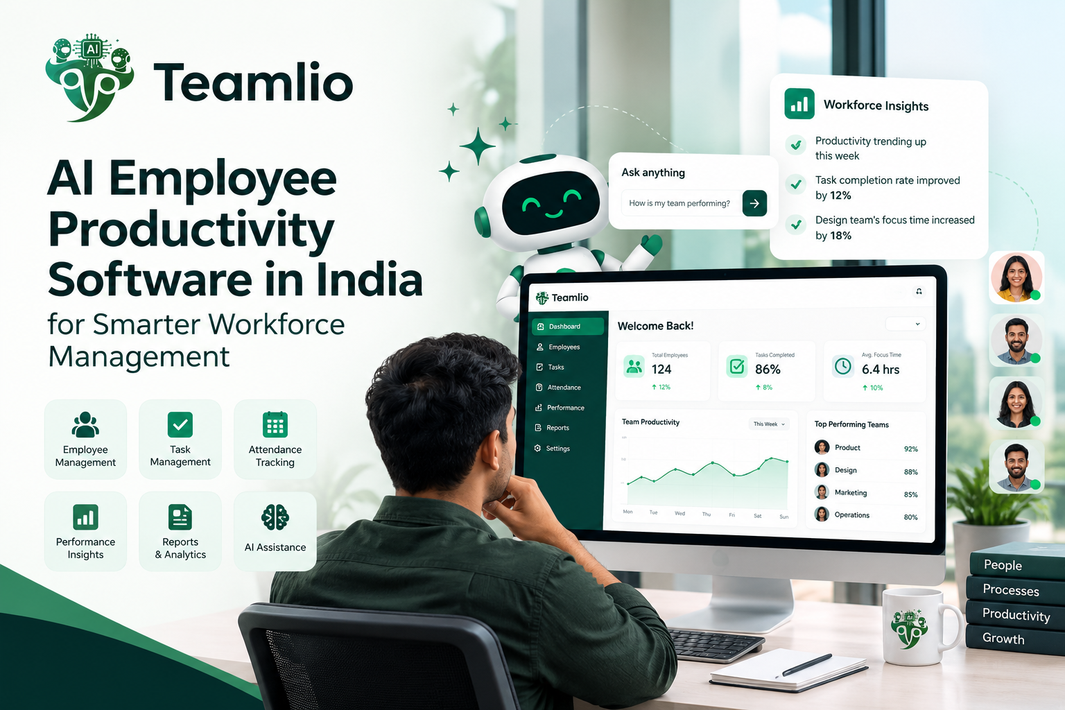 AI Employee Productivity Software in India by Teamlio for smarter workforce management, productivity tracking, task management, performance monitoring, and AI-powered workforce insights.