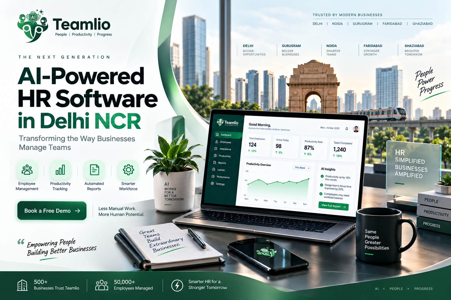 AI-Powered HR Software in Delhi NCR – Teamlio AI HRMS for Employee Management and Productivity