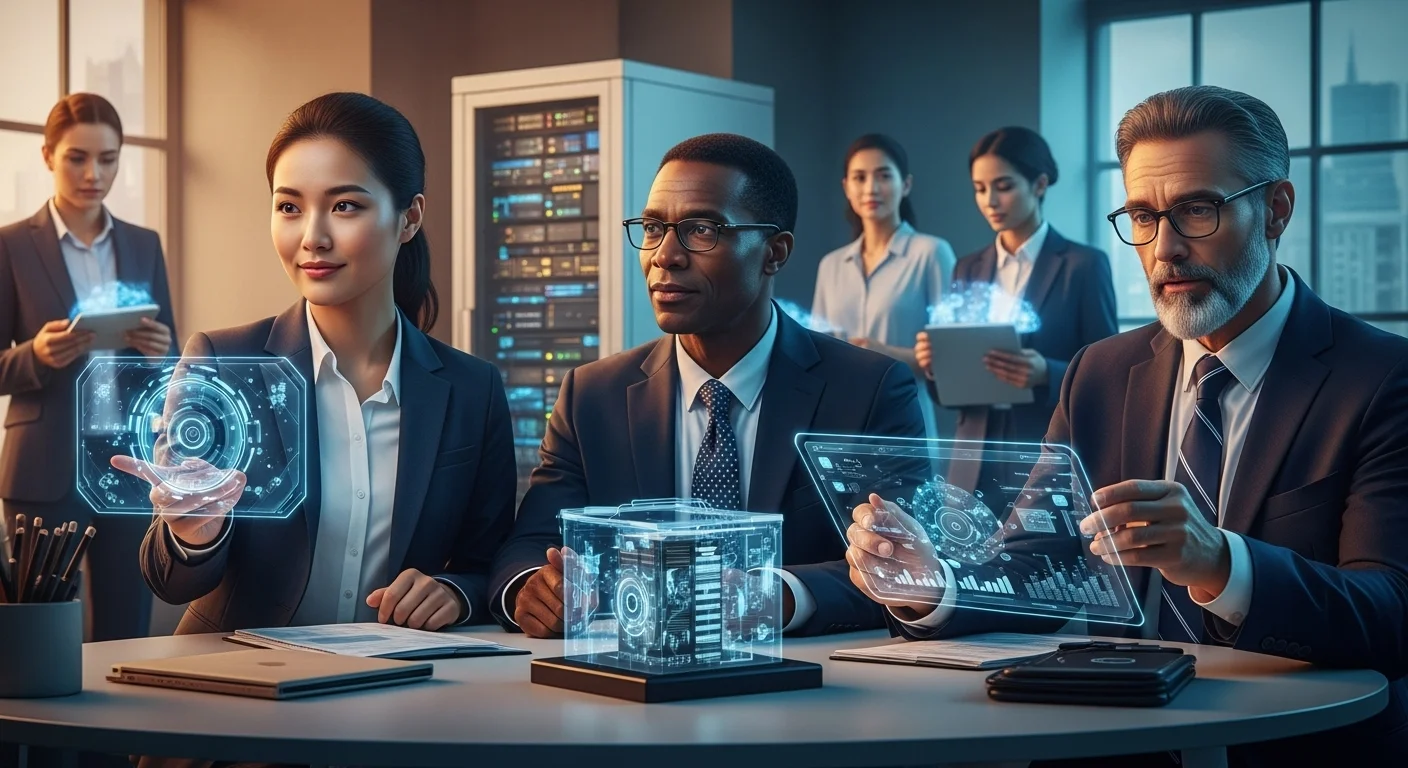 Modern technology landscape with business elements and tech solutions for Accenture