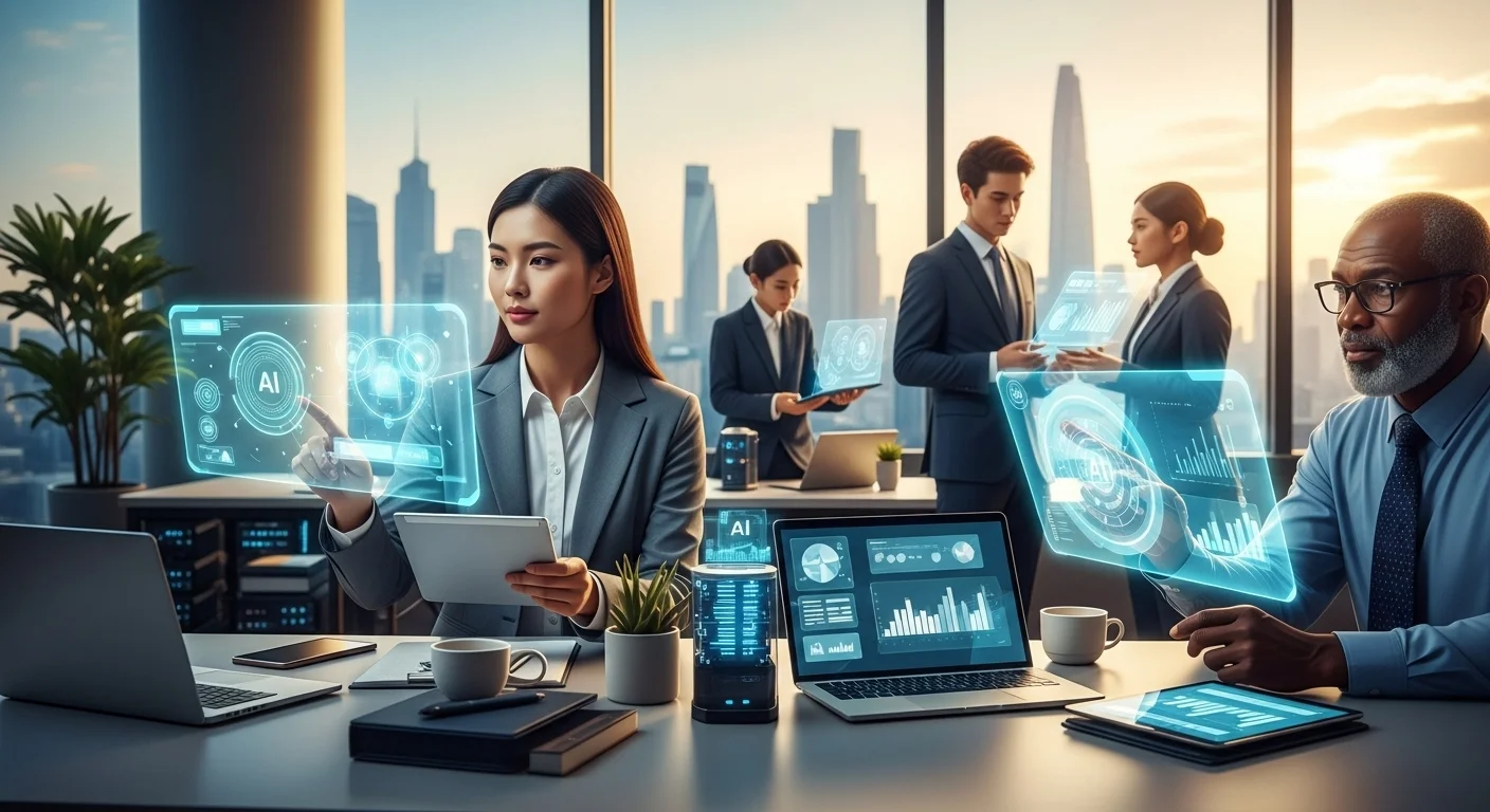 Modern technology landscape with business elements and tech solutions for Accounting