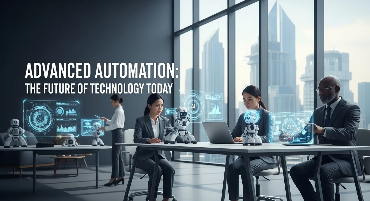 Modern technology landscape with business elements and tech solutions for Advanced Automation