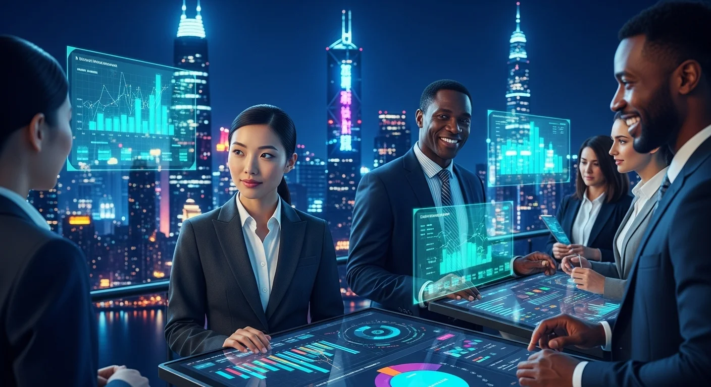 Business technology with innovation and digital resources to discover Ai Business Intellig