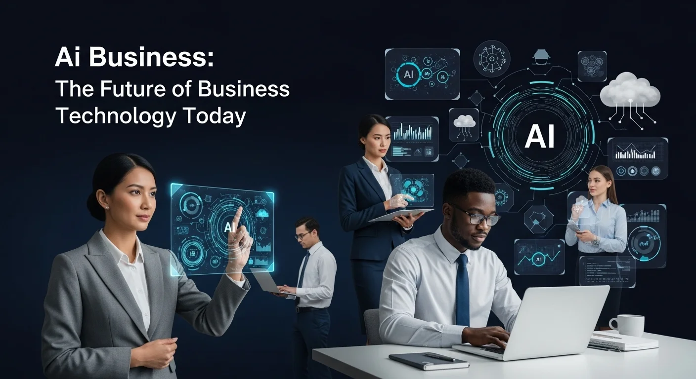 Modern technology landscape with business elements and tech solutions for Ai Business