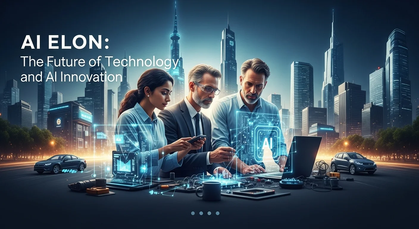 Modern technology landscape with business elements and tech solutions for Ai Elon