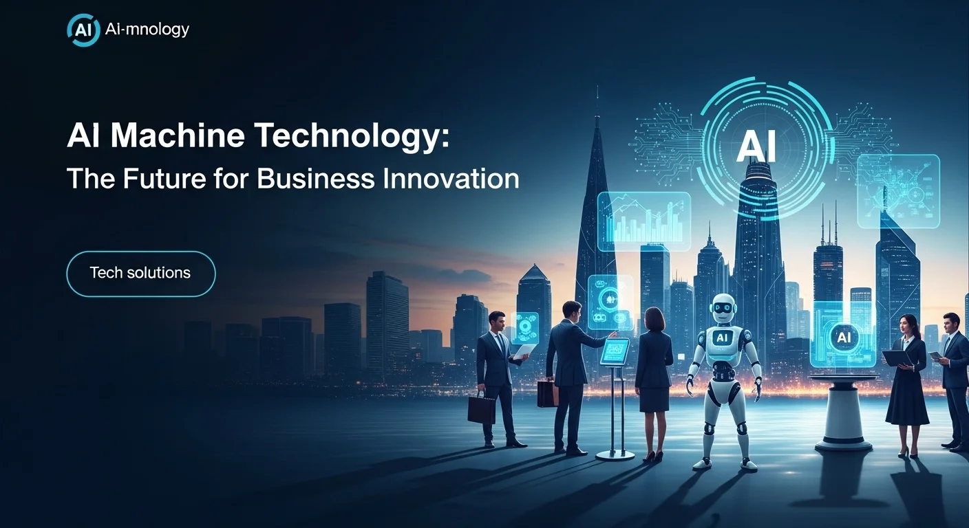 Modern technology landscape with business elements and tech solutions for Ai Machine