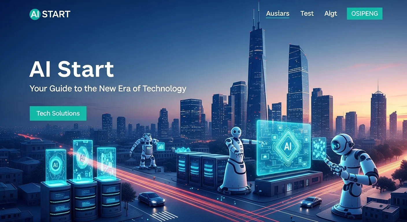Modern technology landscape with business elements and tech solutions for Ai Start