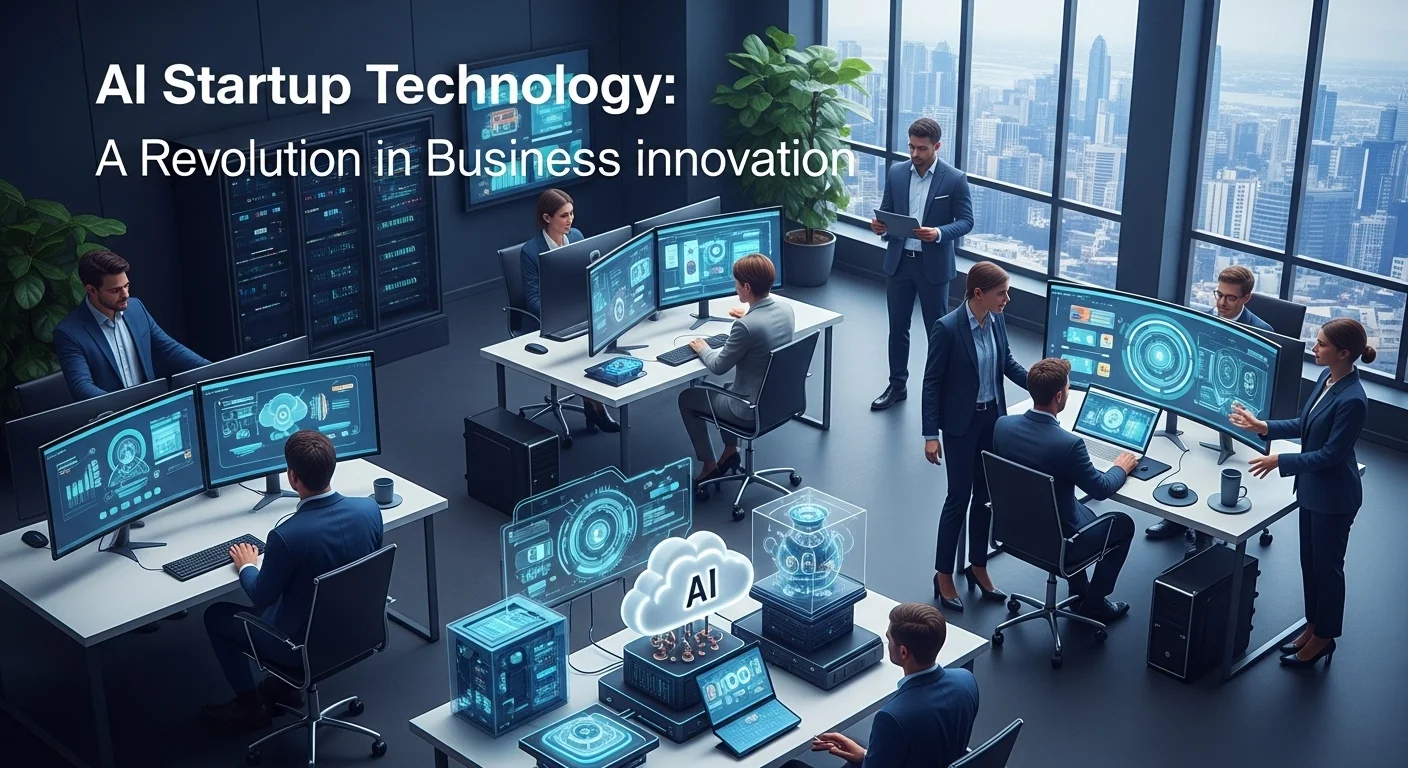 Business technology with innovation and digital resources to discover Ai Startup