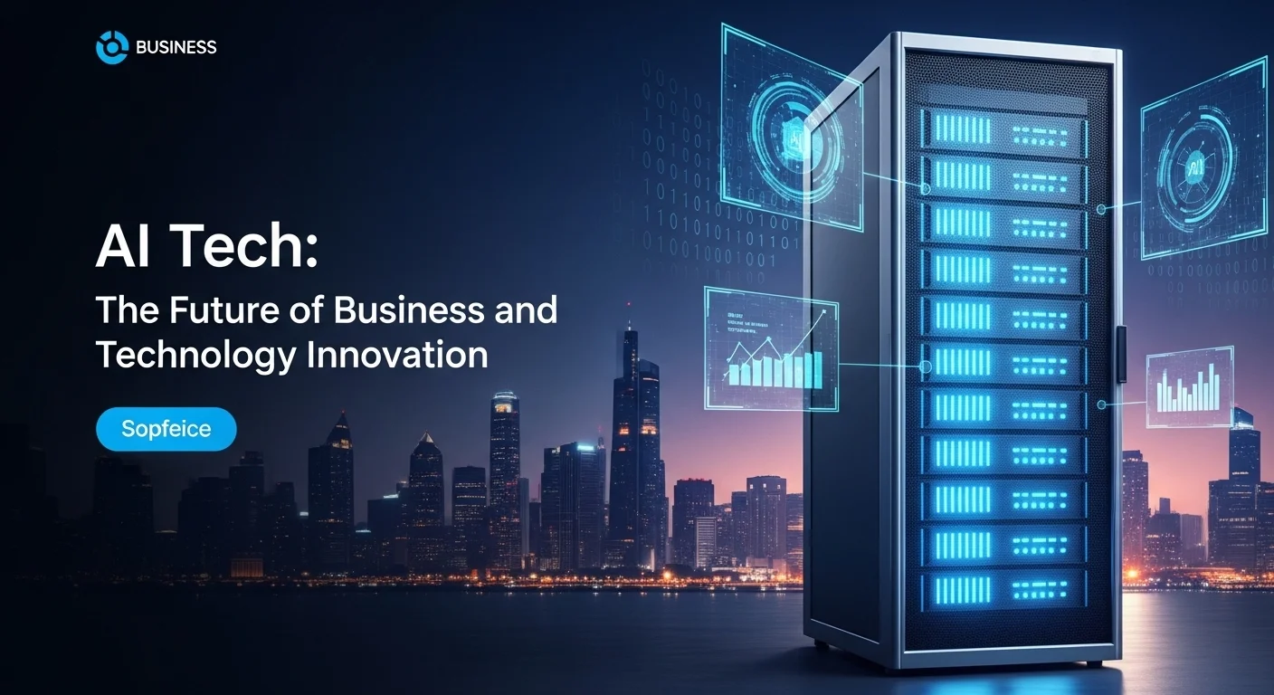 Business technology with innovation and digital resources to discover Ai Tech