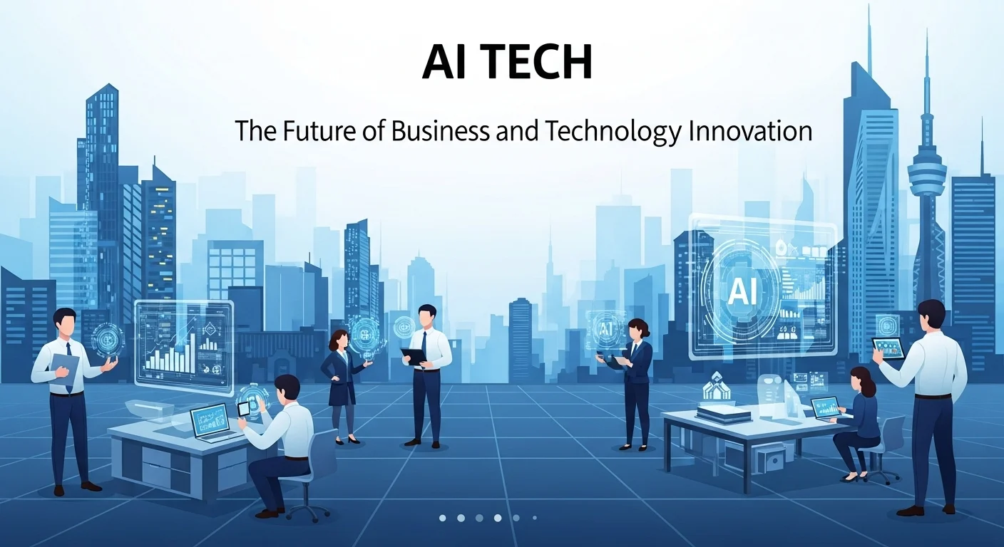 Modern technology landscape with business elements and tech solutions for Ai Tech