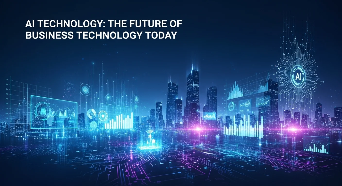 Modern technology landscape with business elements and tech solutions for Ai Technology