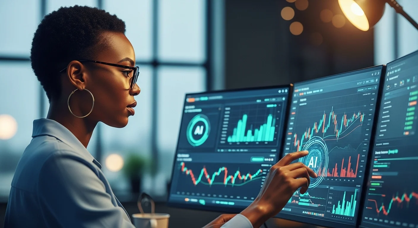 Business technology with innovation and digital resources to discover Ai Trading