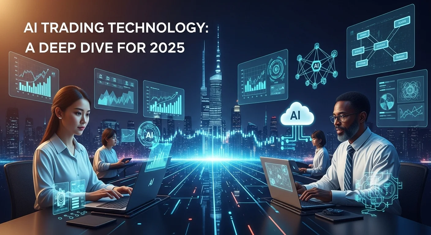 Modern technology landscape with business elements and tech solutions for Ai Trading