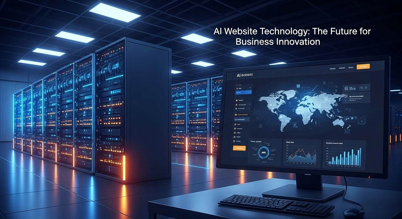 Modern technology landscape with business elements and tech solutions for Ai Website