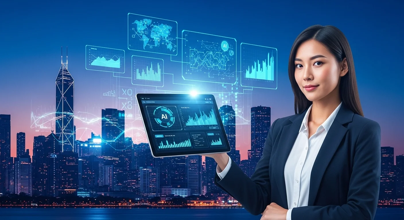 Business technology with innovation and digital resources to discover Analytics Ai