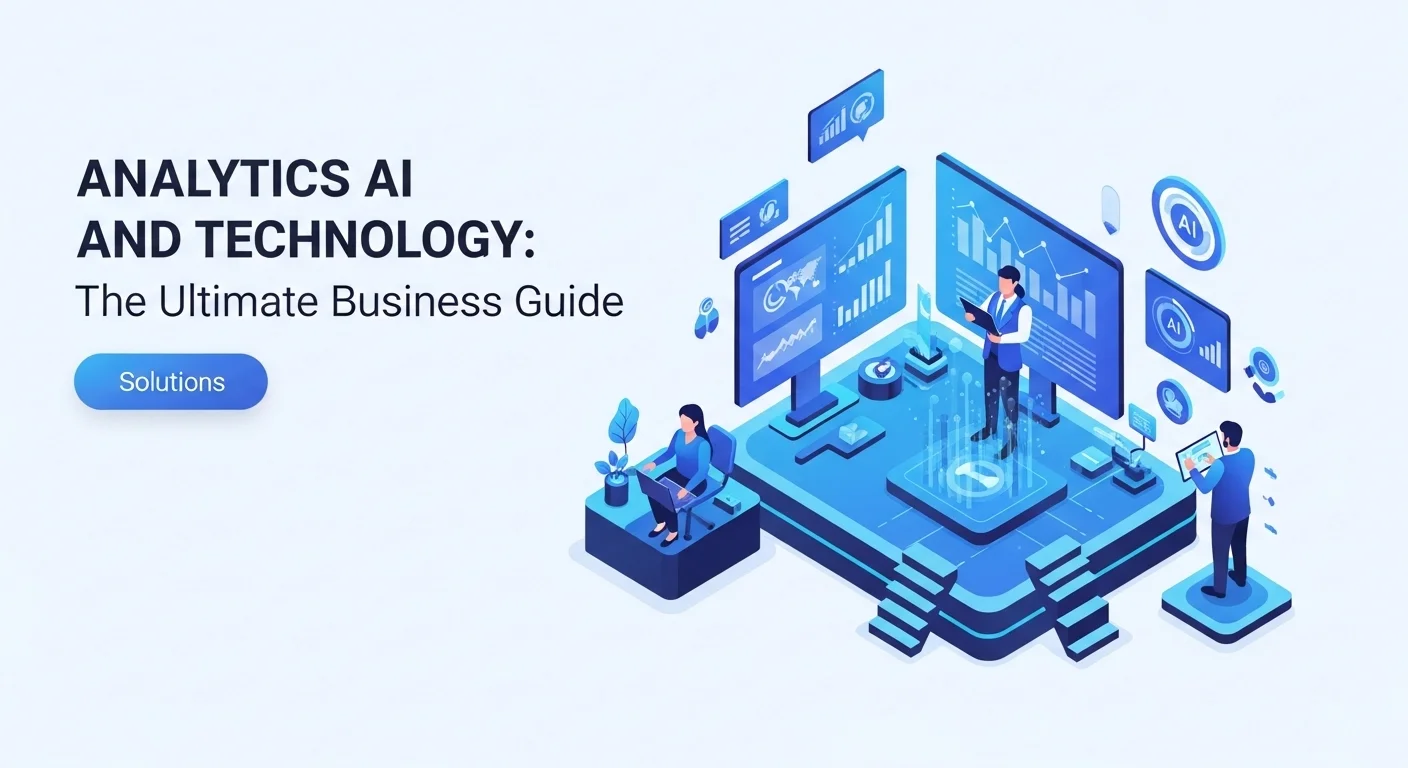 Modern technology landscape with business elements and tech solutions for Analytics Ai
