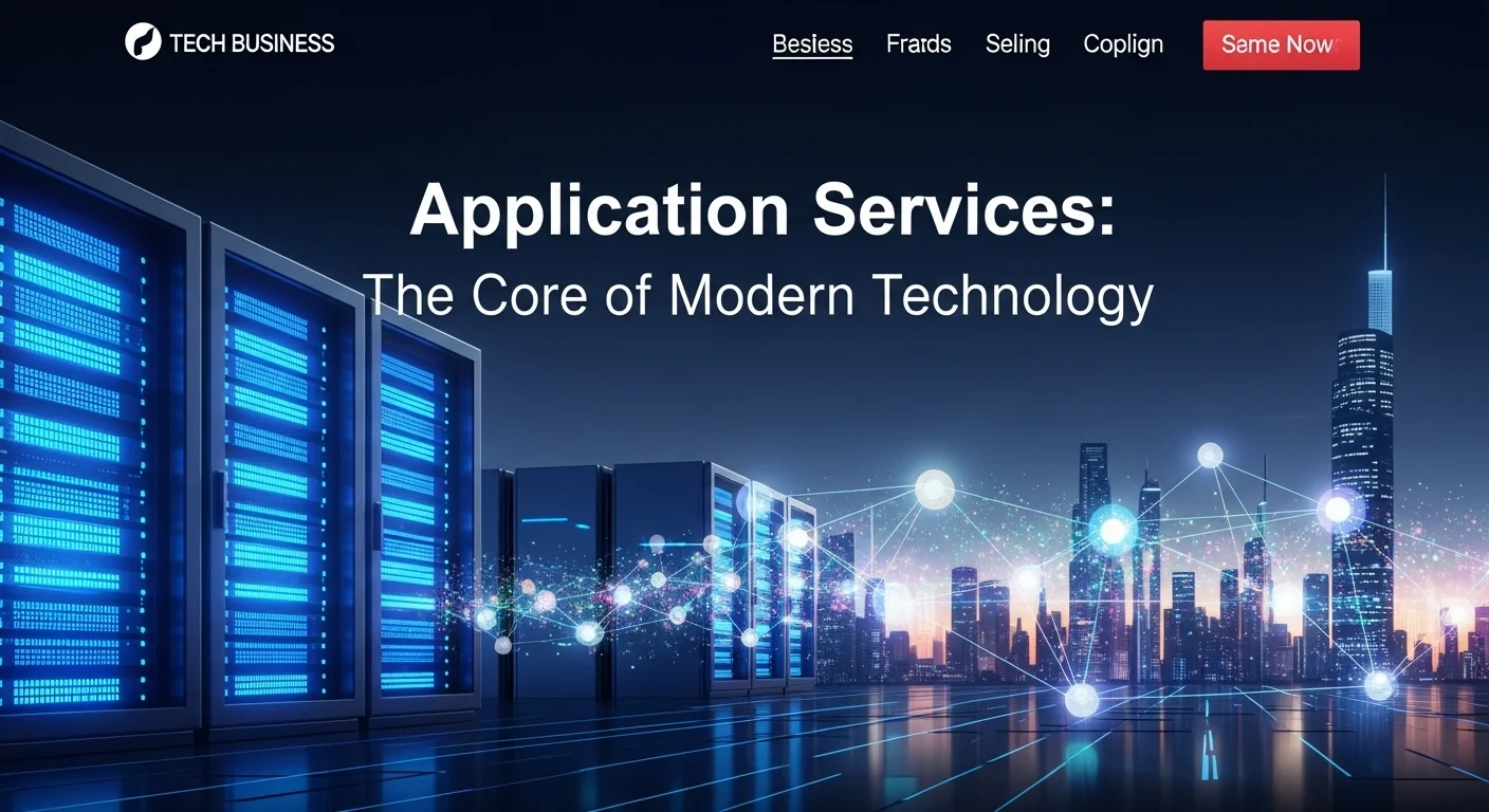 Modern technology landscape with business elements and tech solutions for Application Services