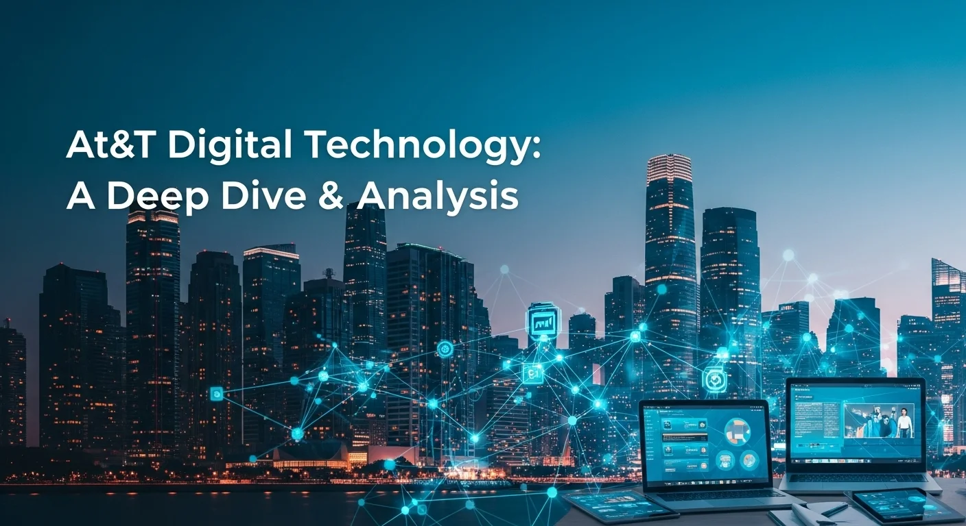 Modern technology landscape with business elements and tech solutions for At&t Digital