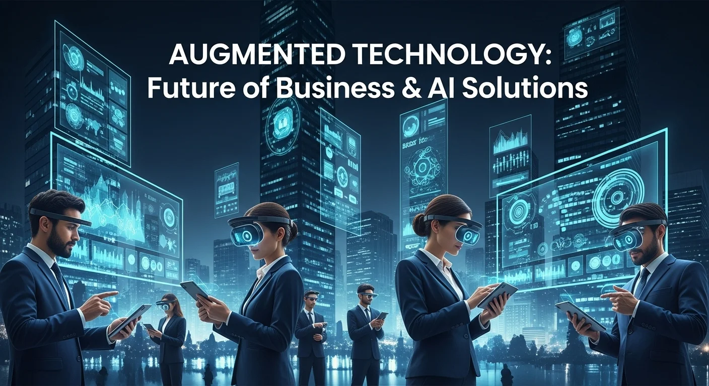 Modern technology landscape with business elements and tech solutions for Augmented