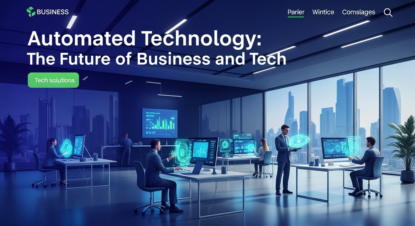 Modern technology landscape with business elements and tech solutions for Automated