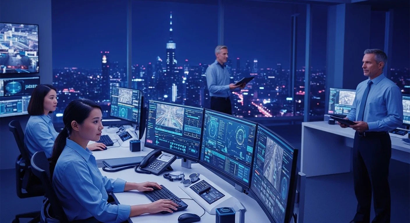 Modern technology landscape with business elements and tech solutions for Automation Alarm System