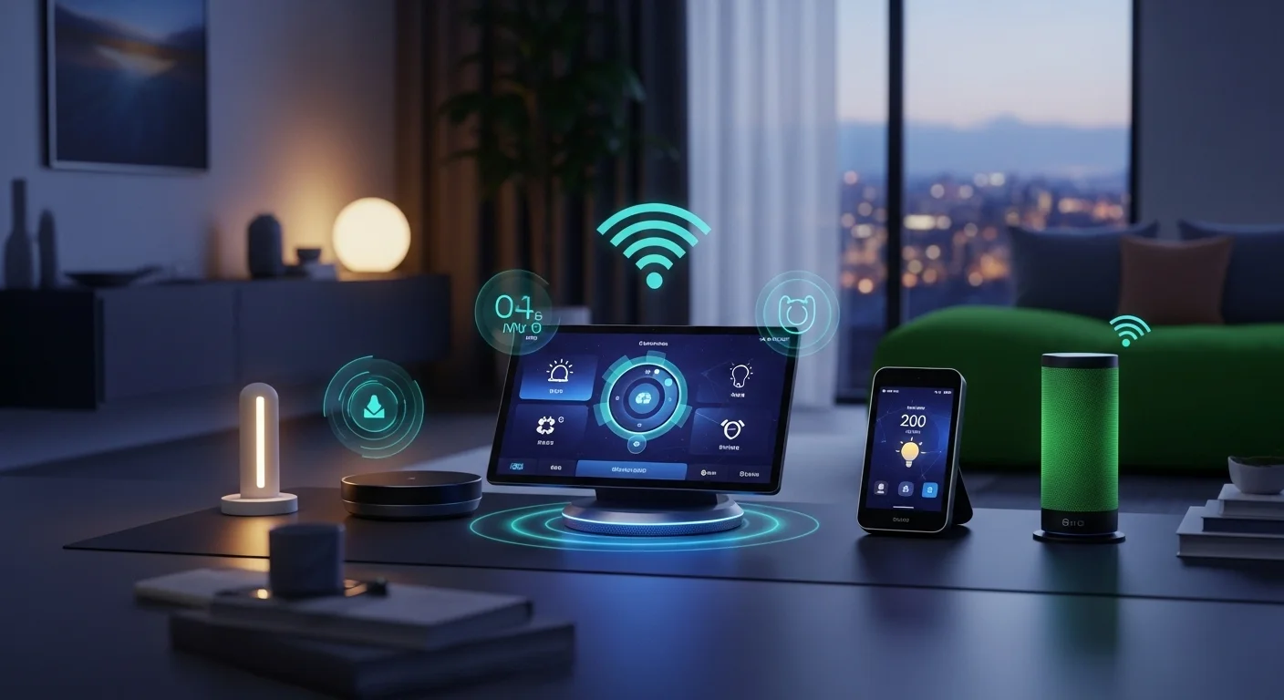 Modern technology landscape with business elements and tech solutions for Automation And Control Home