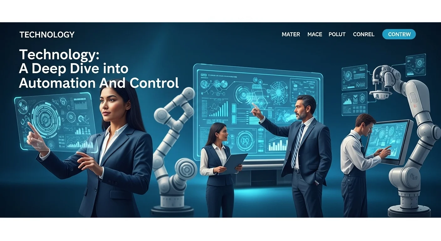 Modern technology landscape with business elements and tech solutions for Automation And Control