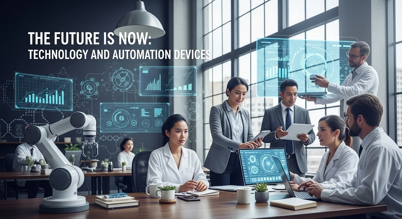 Modern technology landscape with business elements and tech solutions for Automation Devices