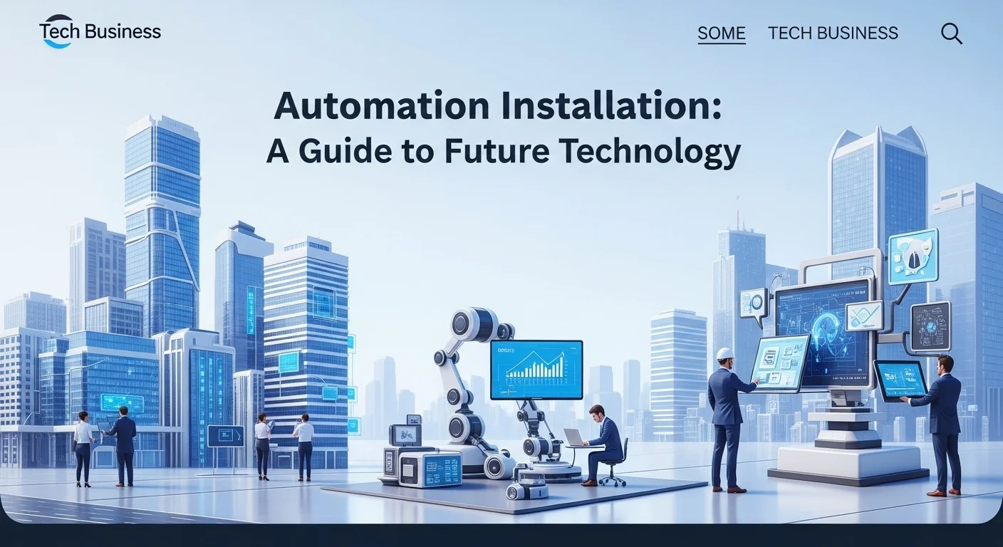 Modern technology landscape with business elements and tech solutions for Automation Installation