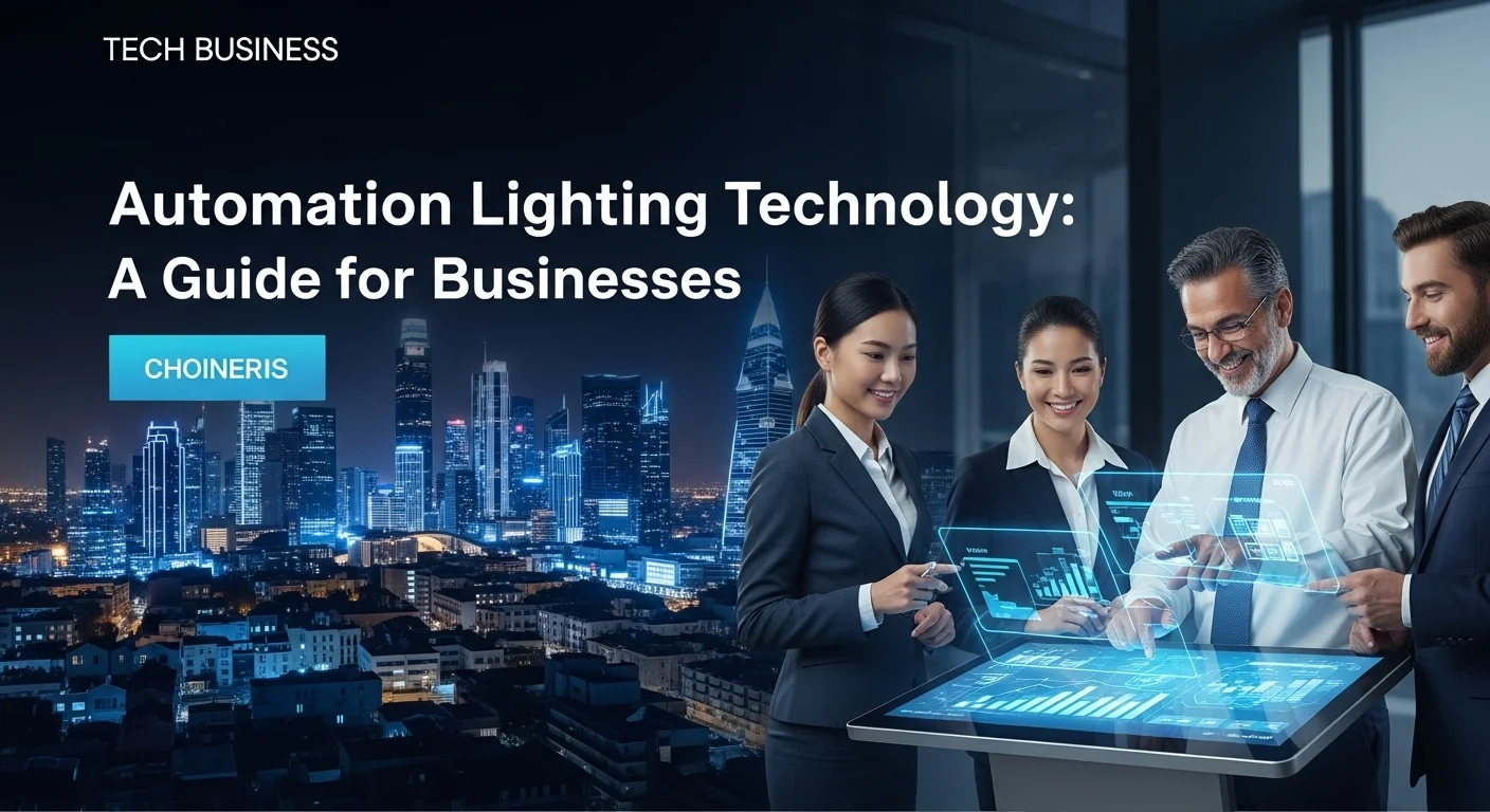 Modern technology landscape with business elements and tech solutions for Automation Lighting