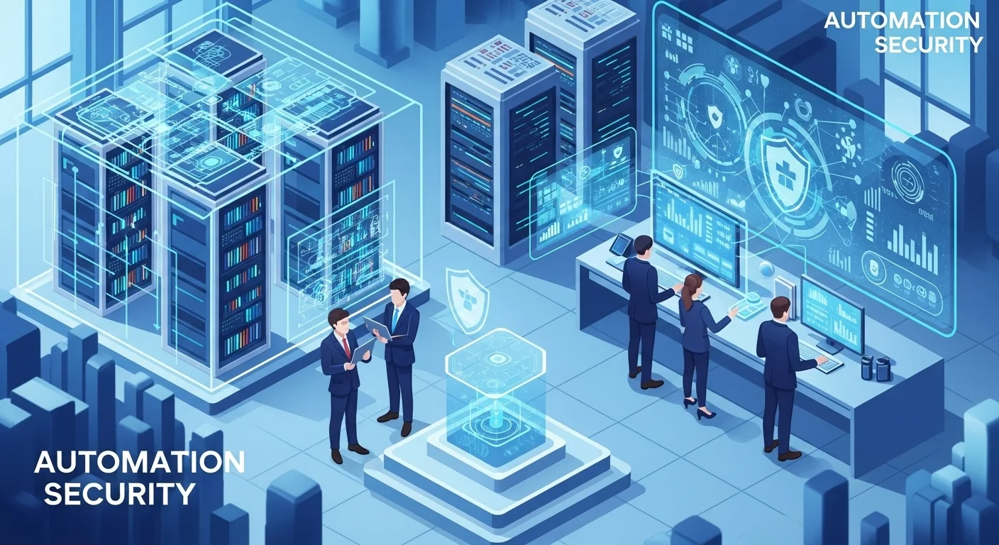 Modern technology landscape with business elements and tech solutions for Automation Security