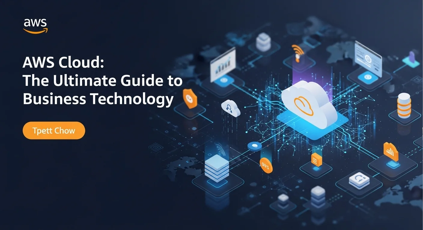 Modern technology landscape with business elements and tech solutions for Aws Cloud