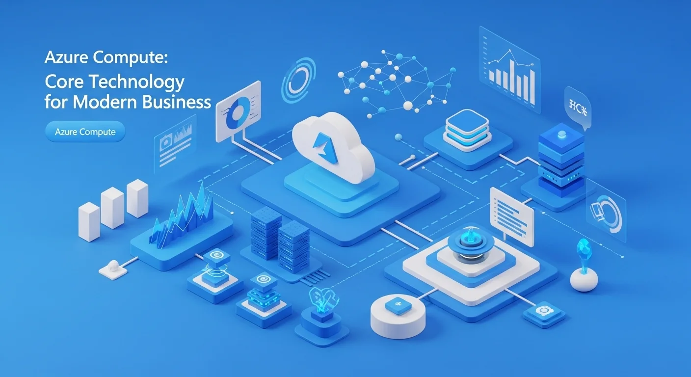 Modern technology landscape with business elements and tech solutions for Azure Compute