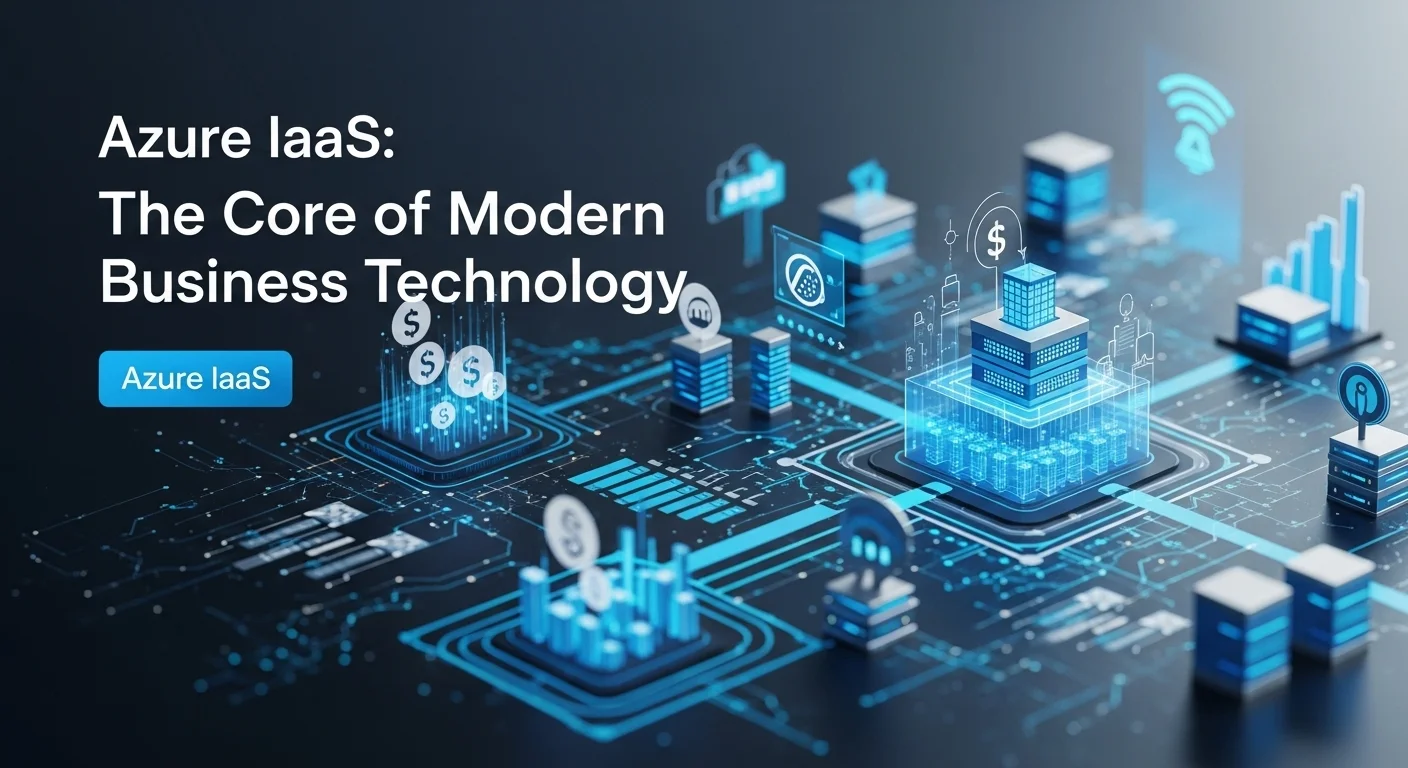 Modern technology landscape with business elements and tech solutions for Azure Iaas