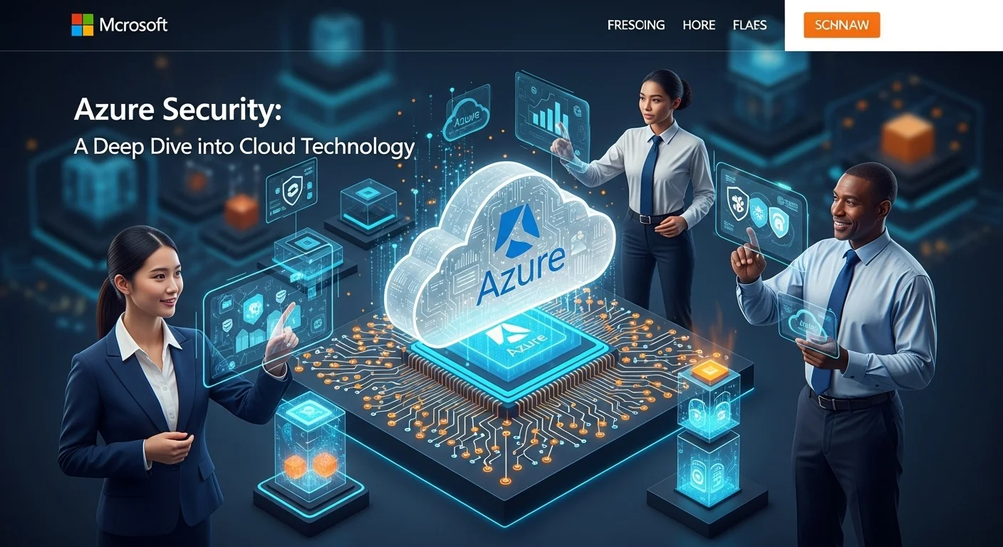 Modern technology landscape with business elements and tech solutions for Azure Security