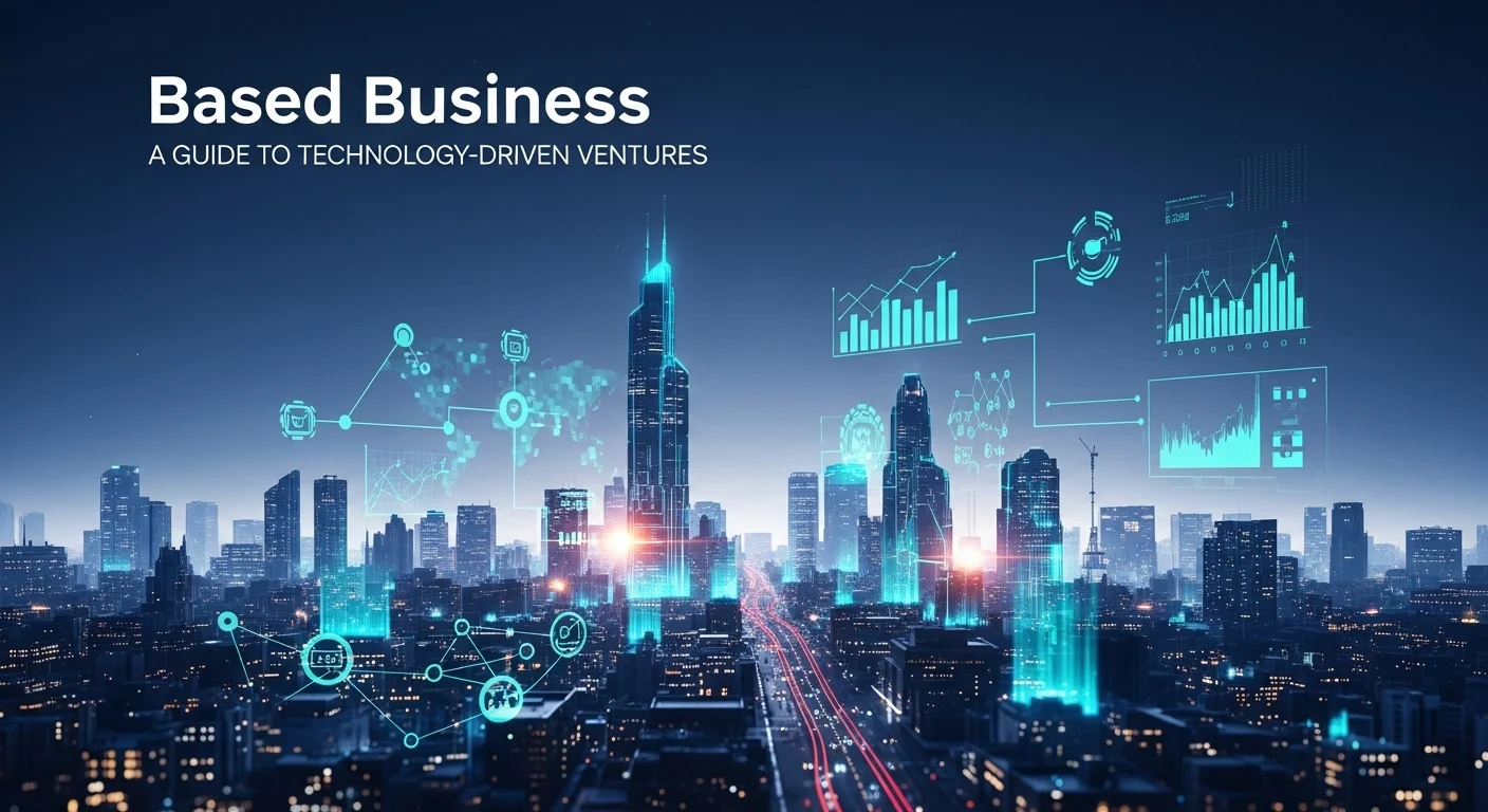 Modern technology landscape with business elements and tech solutions for Based Business