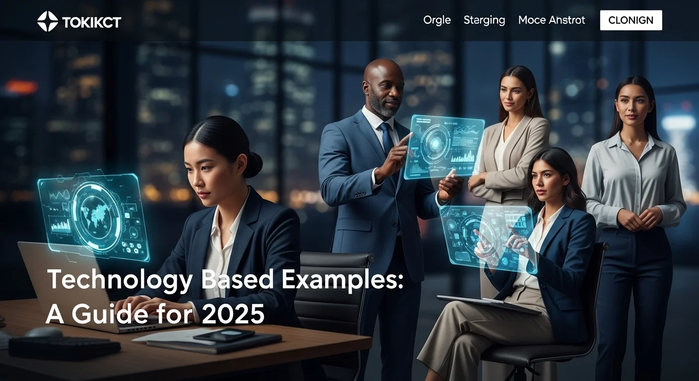 Modern technology landscape with business elements and tech solutions for Based Examples