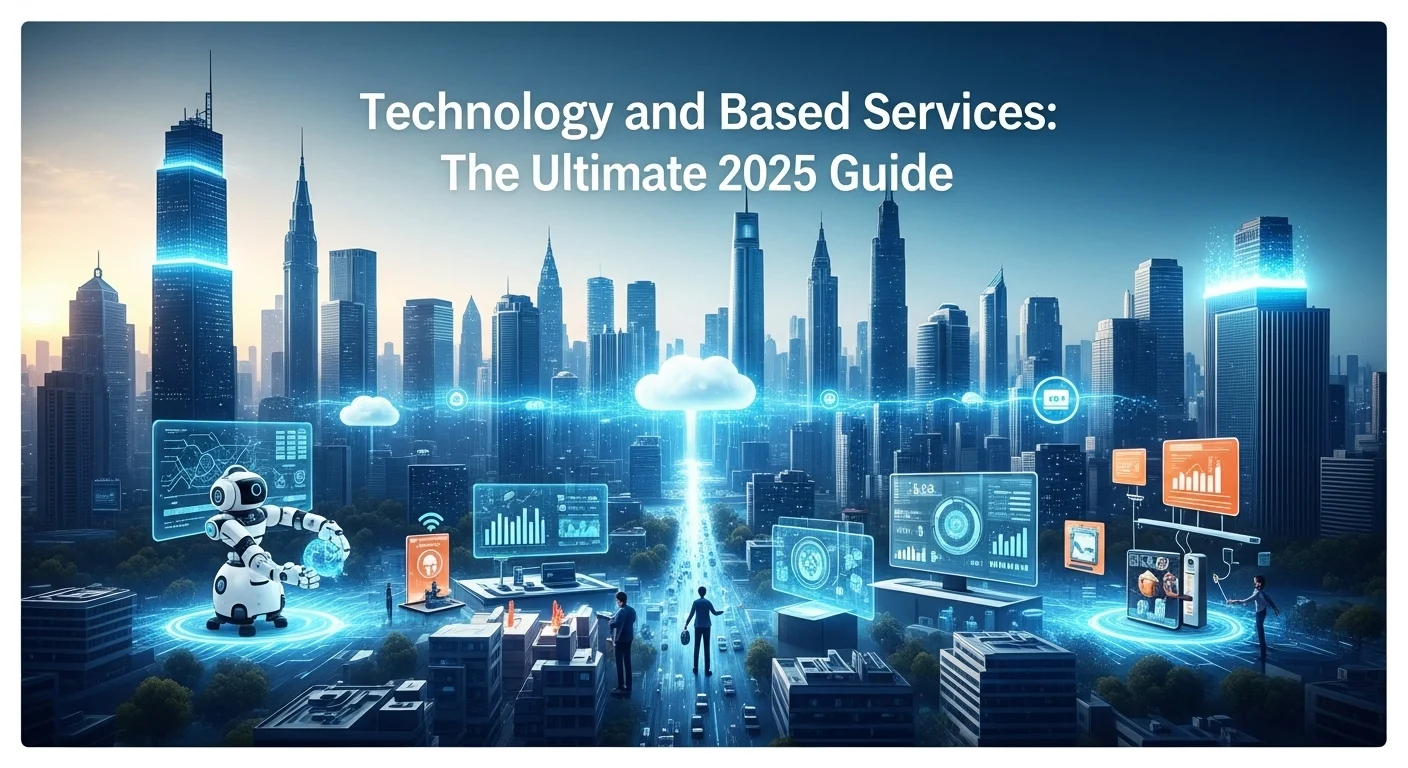 Modern technology landscape with business elements and tech solutions for Based Services
