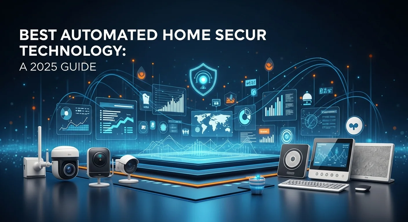 Modern technology landscape with business elements and tech solutions for Best Automated Home Secur