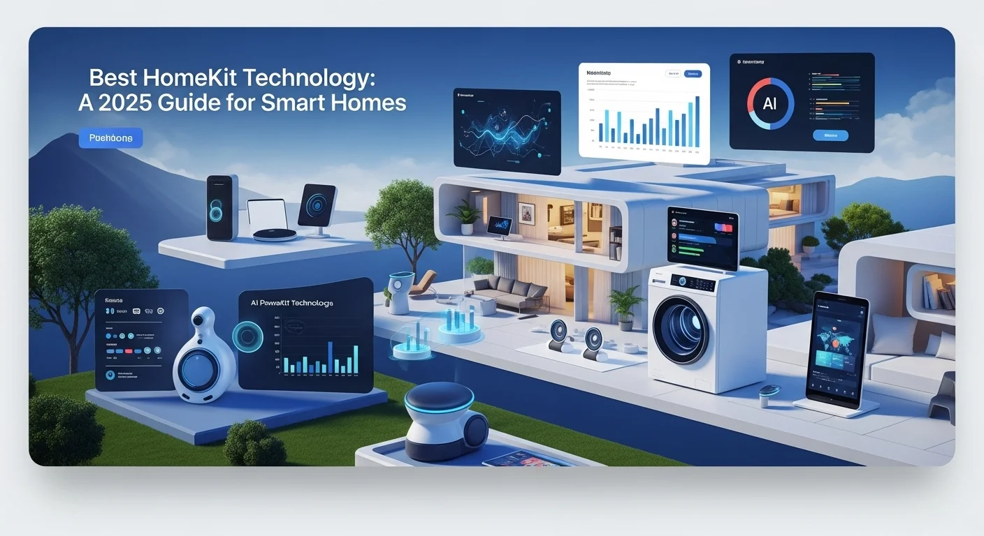 Modern technology landscape with business elements and tech solutions for Best Homekit