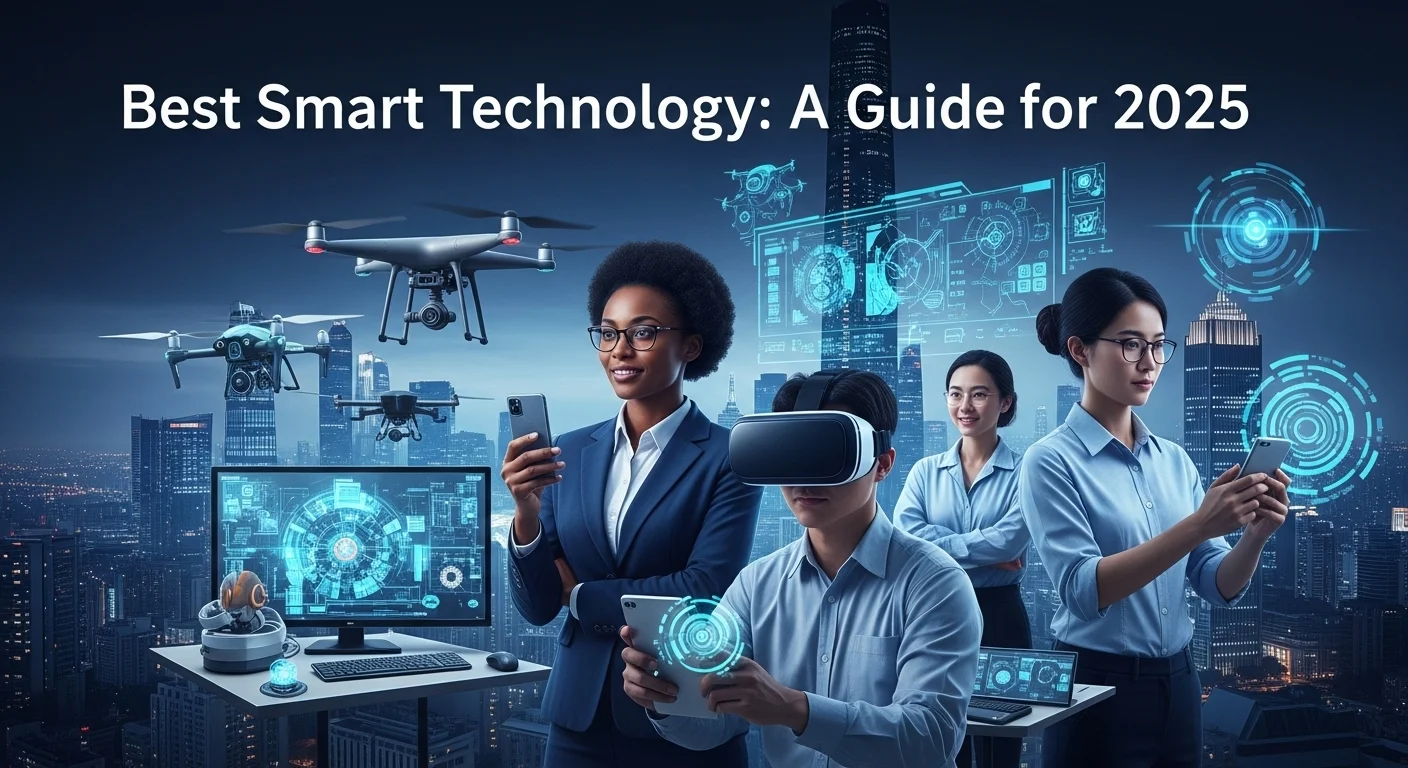Modern technology landscape with business elements and tech solutions for Best Smart