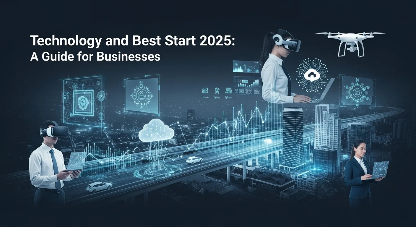 Modern technology landscape with business elements and tech solutions for Best Start 2025