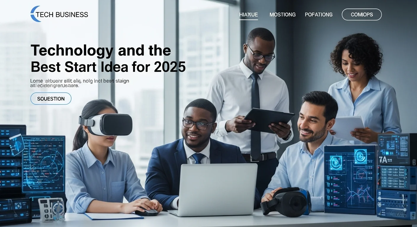 Modern technology landscape with business elements and tech solutions for Best Start Idea