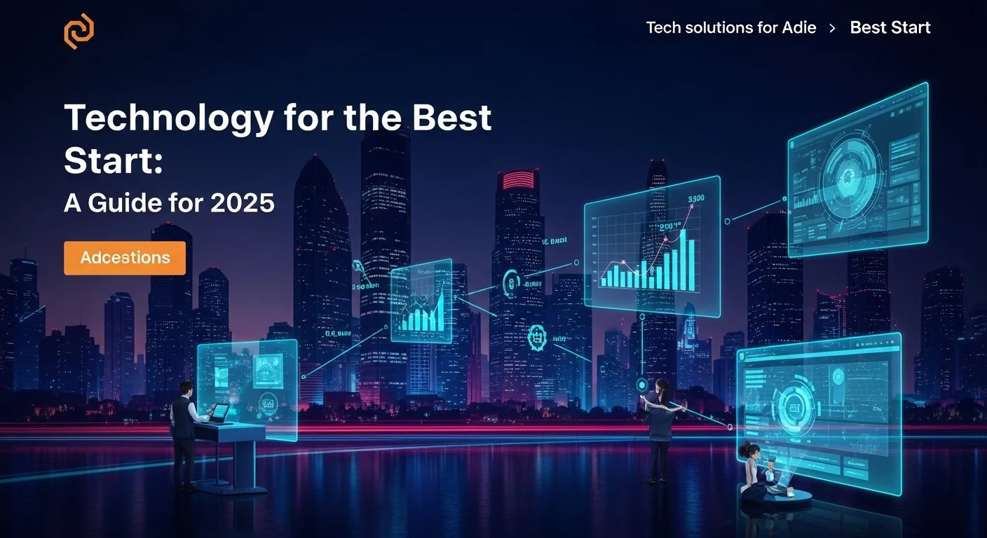 Modern technology landscape with business elements and tech solutions for Best Start