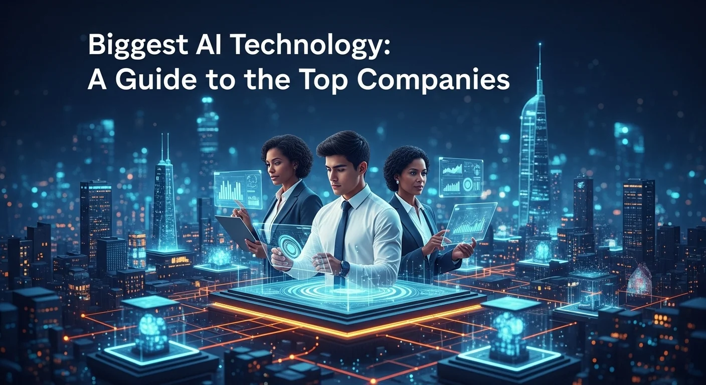 Modern technology landscape with business elements and tech solutions for Biggest Ai